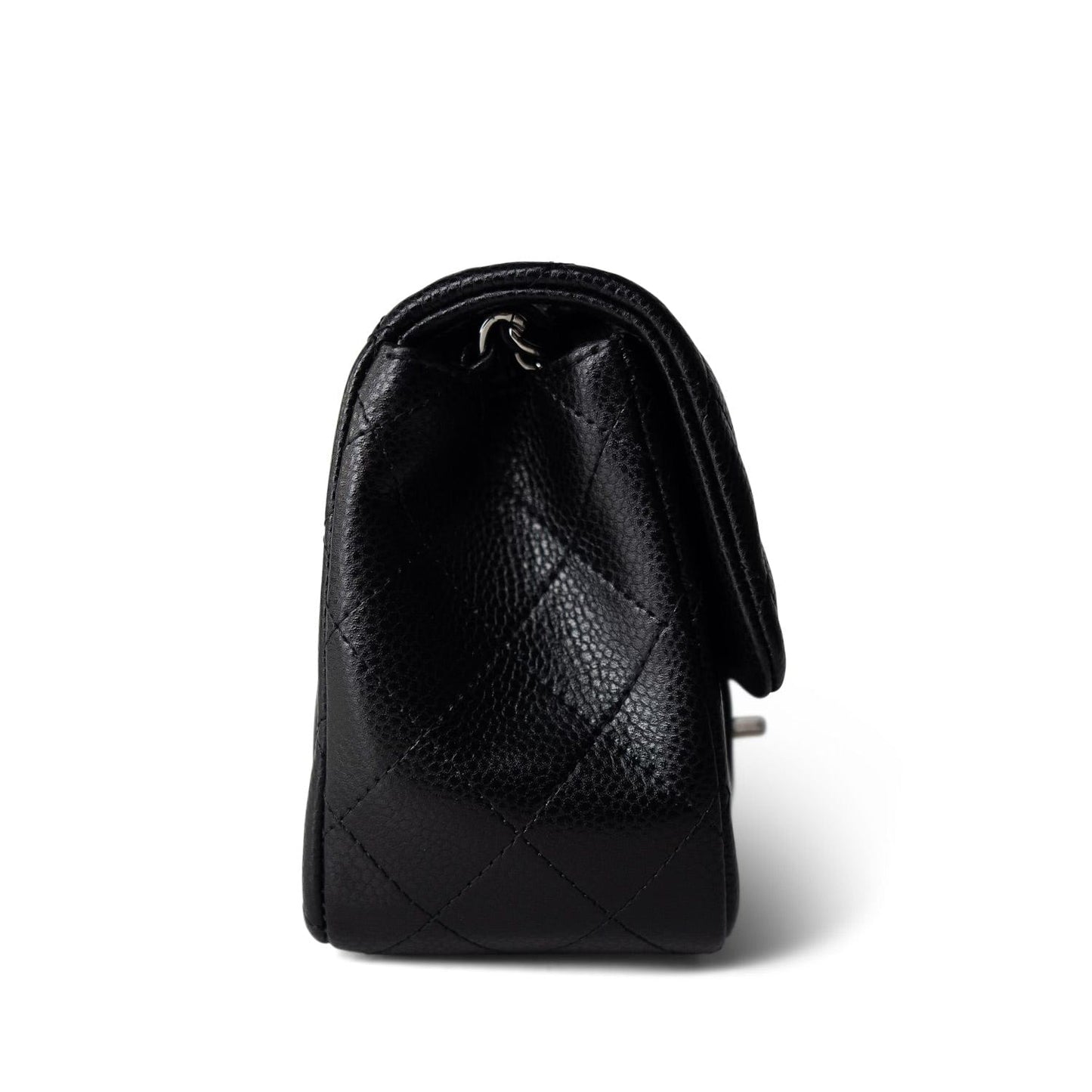 Black Caviar Quilted Mini Square Flap SHW