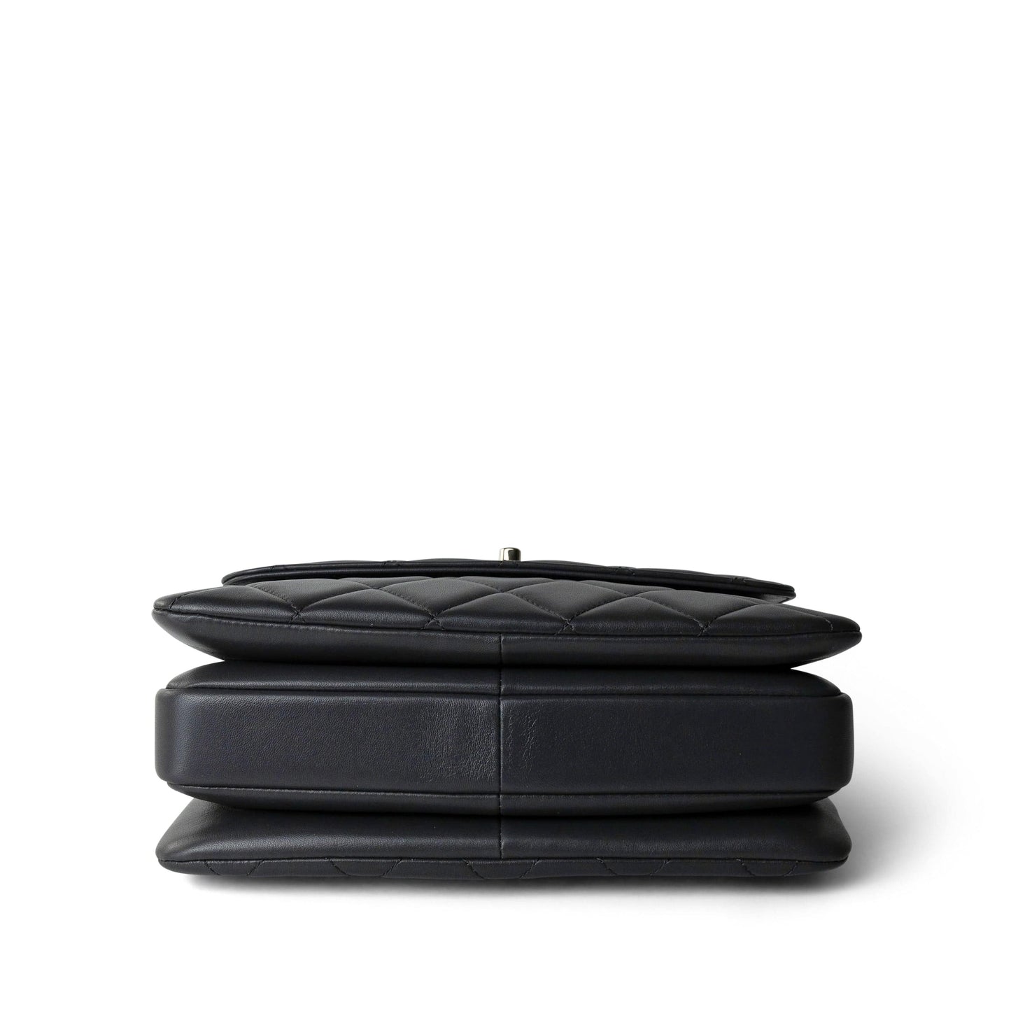 Trendy CC Grey Lambskin Quilted Small Light Gold Hardware