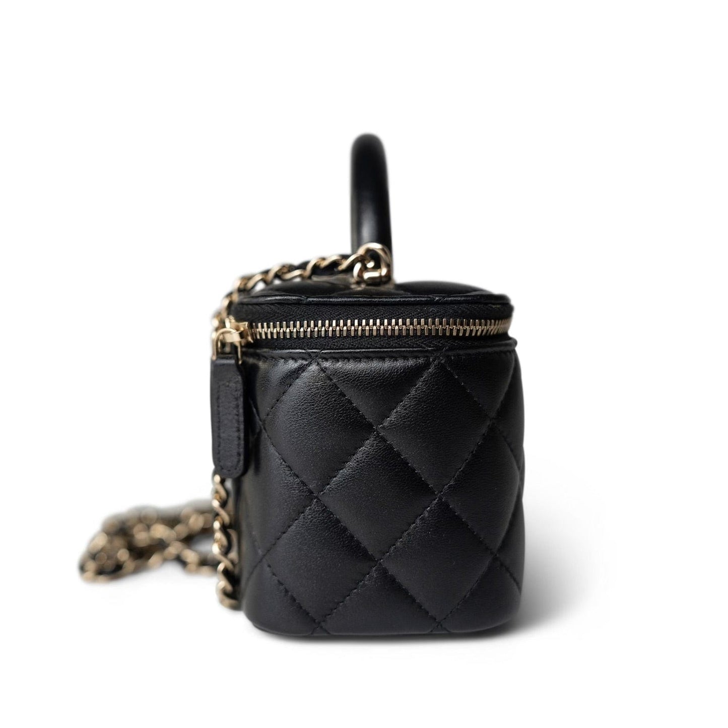 Black Vanity with Handle Lambskin Quilted LGHW