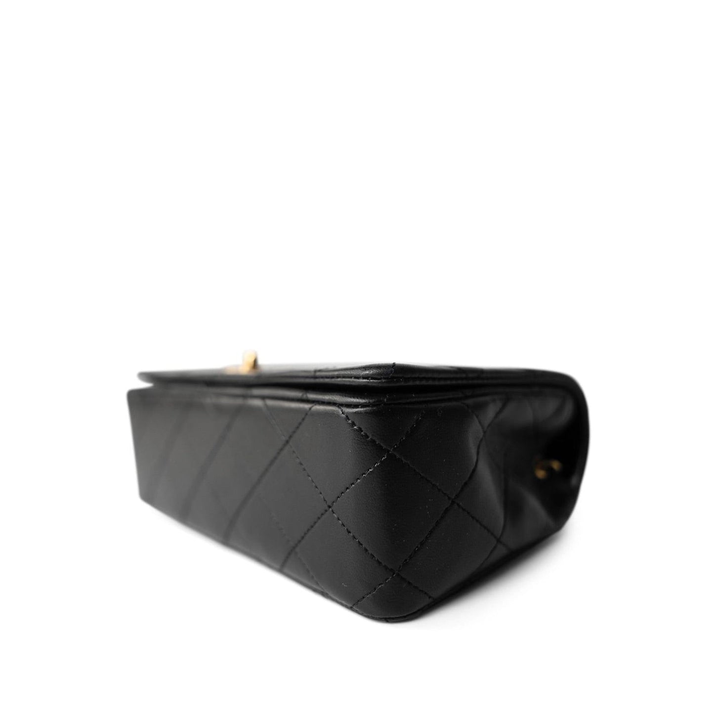 Black Lambskin Quilted CC Full Flap Bag Gold Hardware