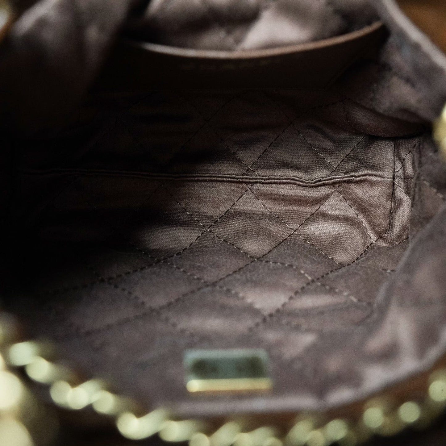 23A Brown Calfskin Quilted Mini 22 Bag Antique Gold Hardware