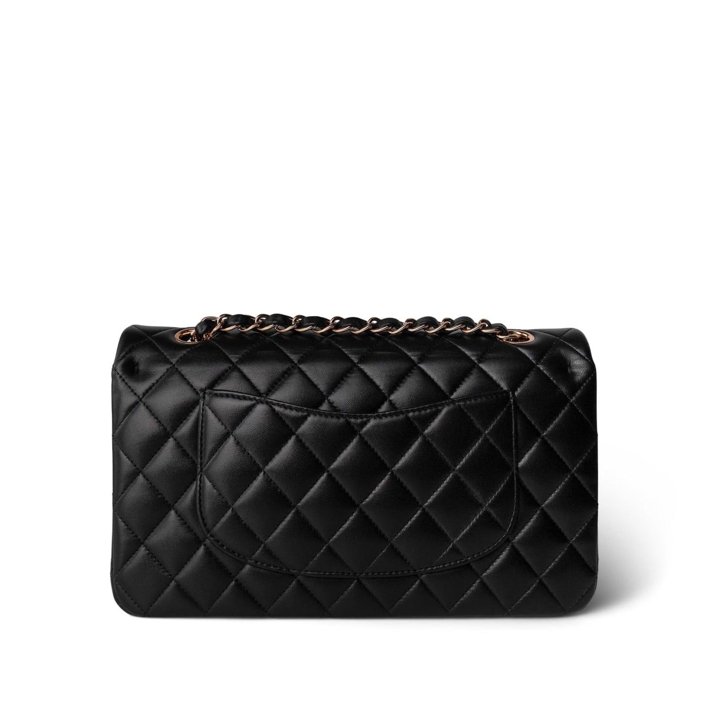 21B Black Lambskin Quilted Classic Flap Medium Rose Gold Hardware