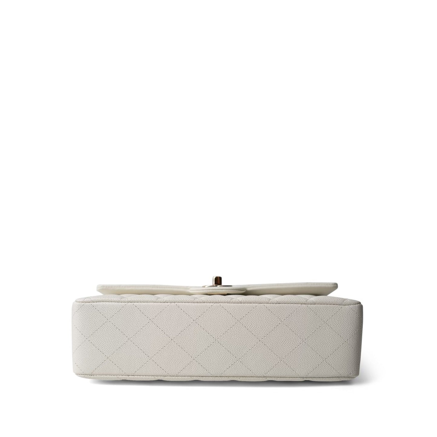 Ivory Caviar Quilted Classic Flap Medium Light Gold Hardware