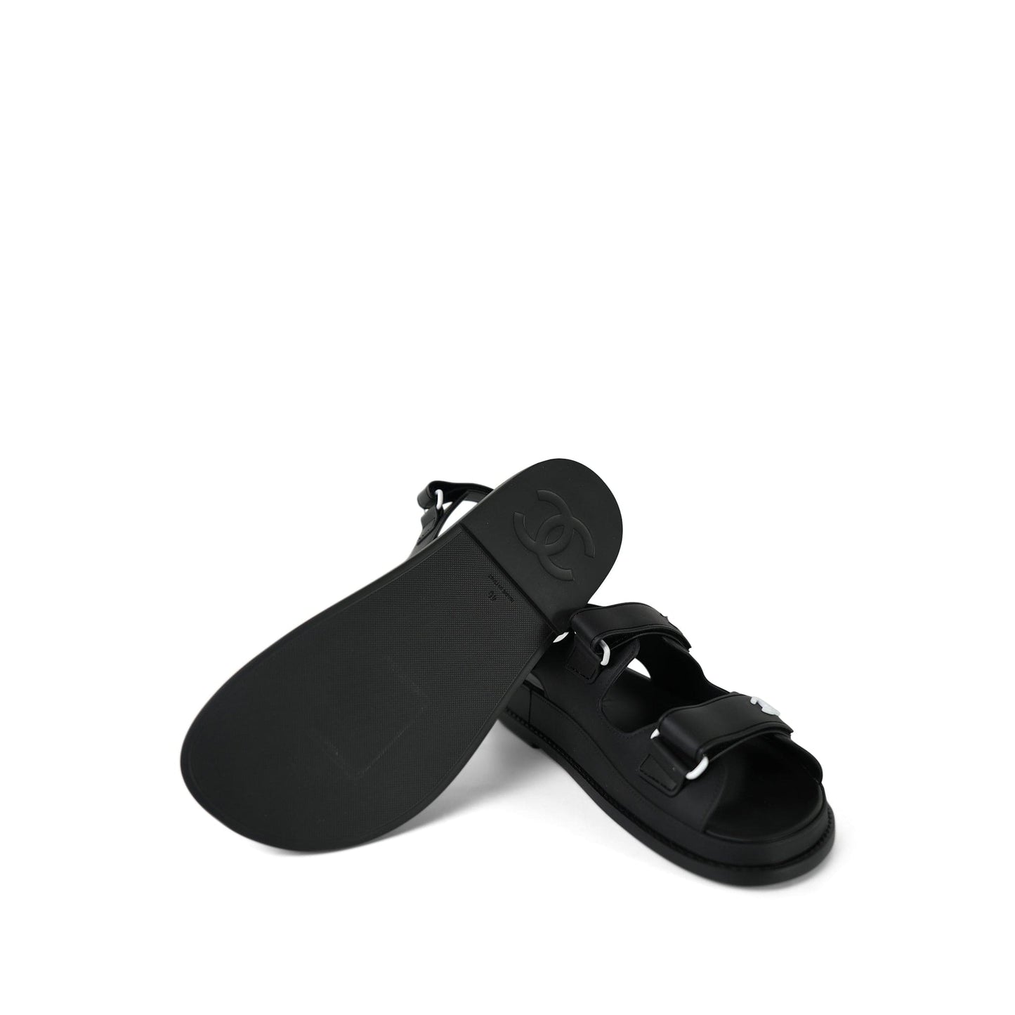 20C Black Rubber CC Velcro Strap Sandals Size 40