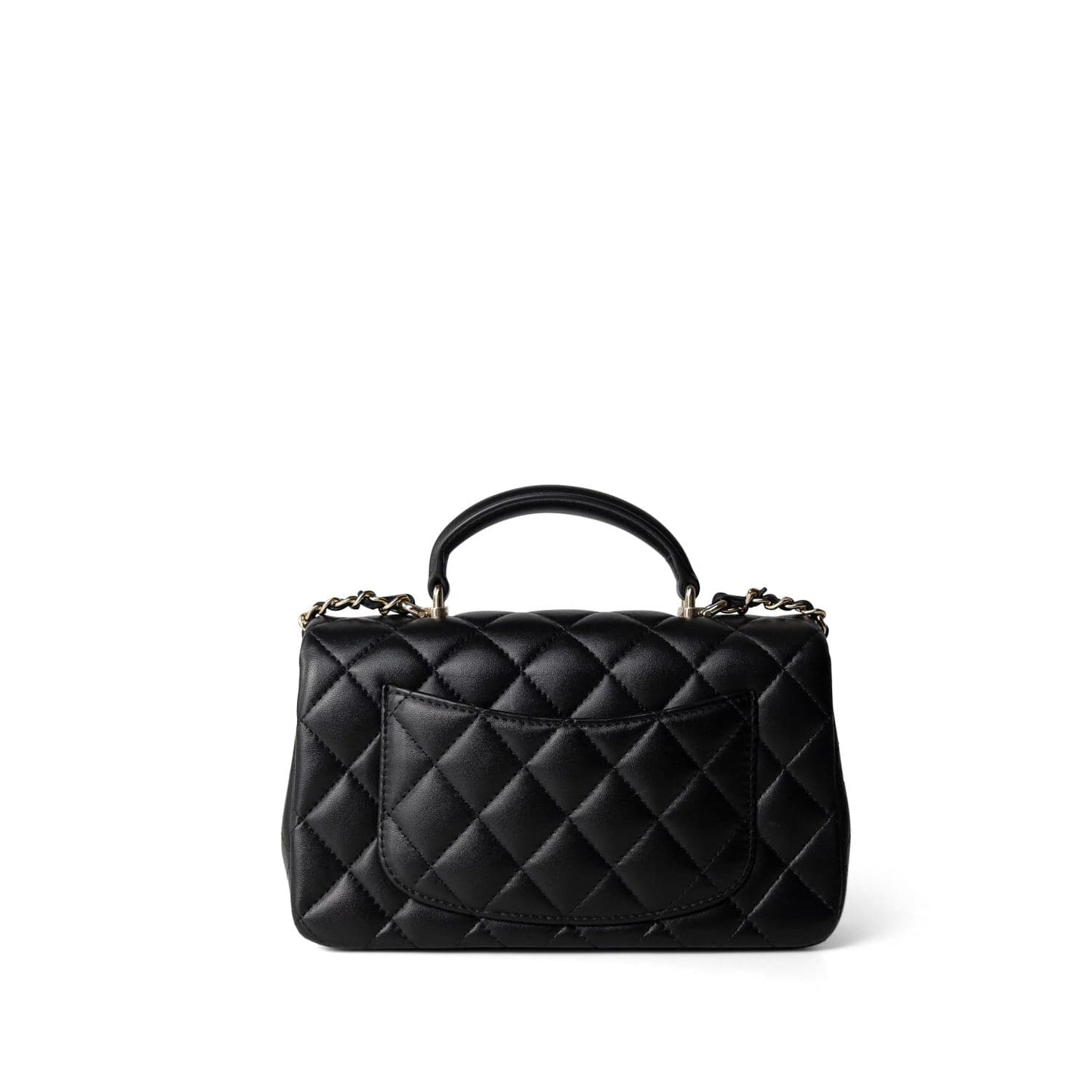 22A Black Lambskin Mini Top Handle Light Gold Hardware