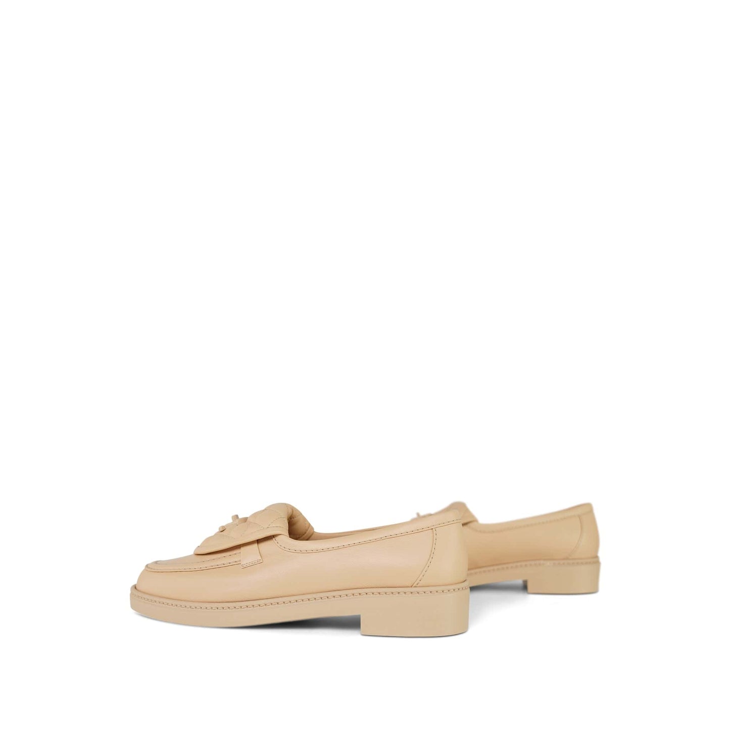 24C Beige Lambskin Quilted Turnlock CC Loafer Moccasins Size 38.5