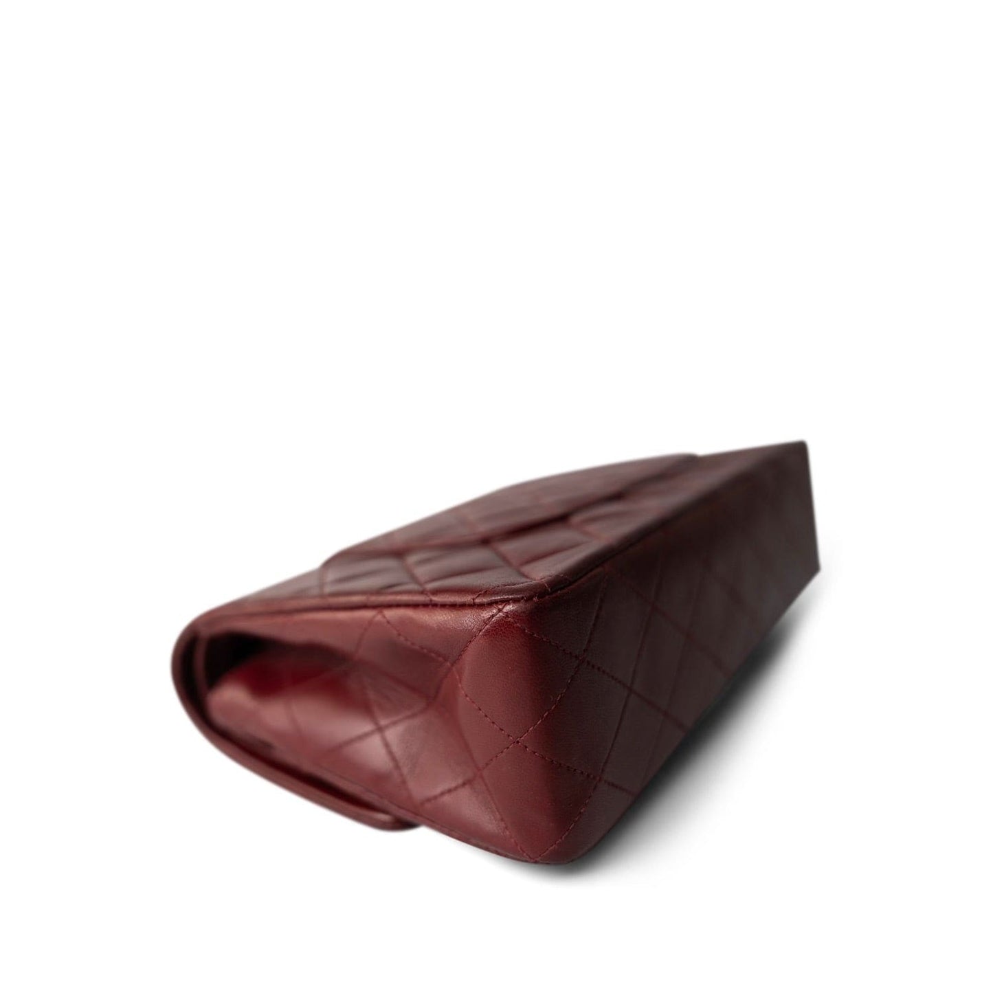 Burgundy / Wine Lambskin Quilted Classic Flap Medium Gold Hardware