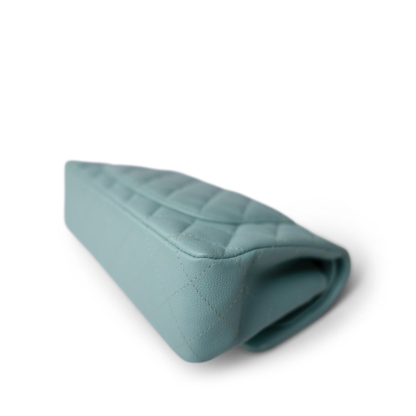 20c Tiffany Blue Caviar Quilted Classic Flap Small Light Gold Hardware