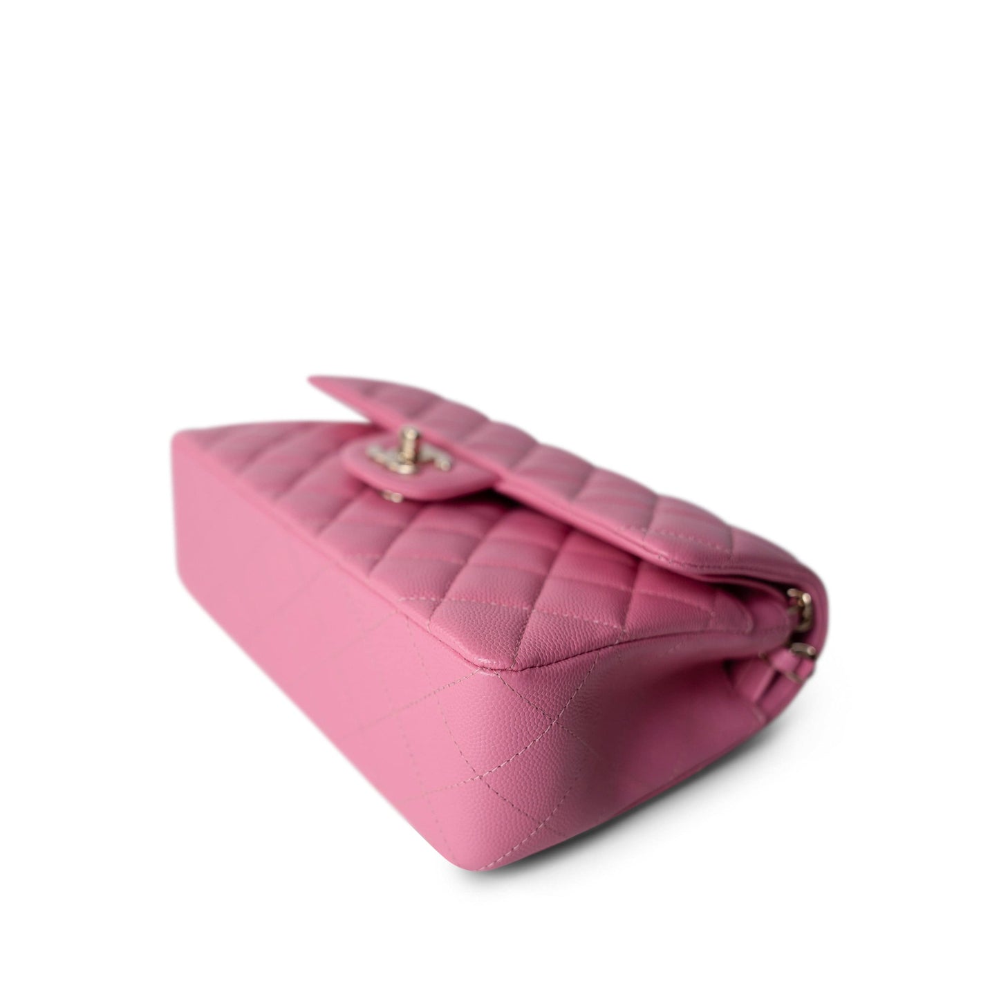 21P Pink Caviar Quilted Small Classic Flap Light Gold Hardware