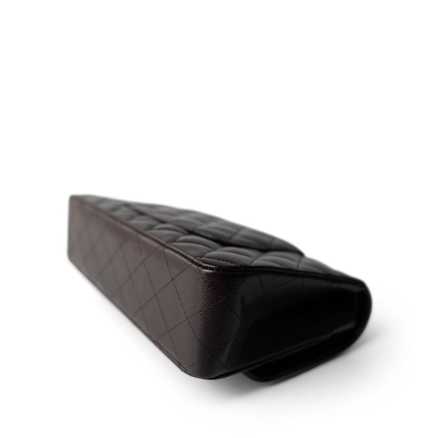 22K Plum Caviar Quilted Medium Classic Flap LGHW