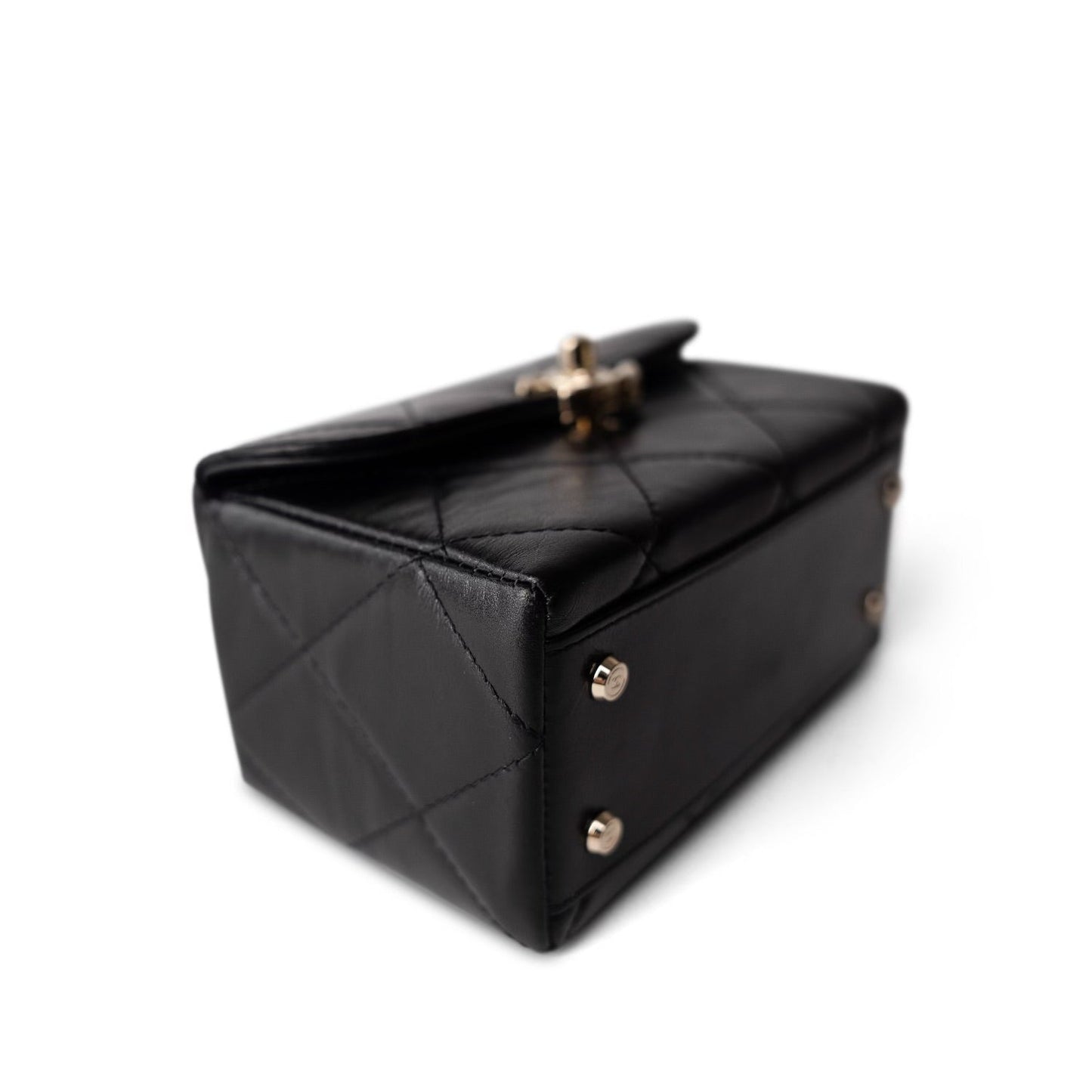 23k Black Shiny Mini Box Bag Vanity LGHW