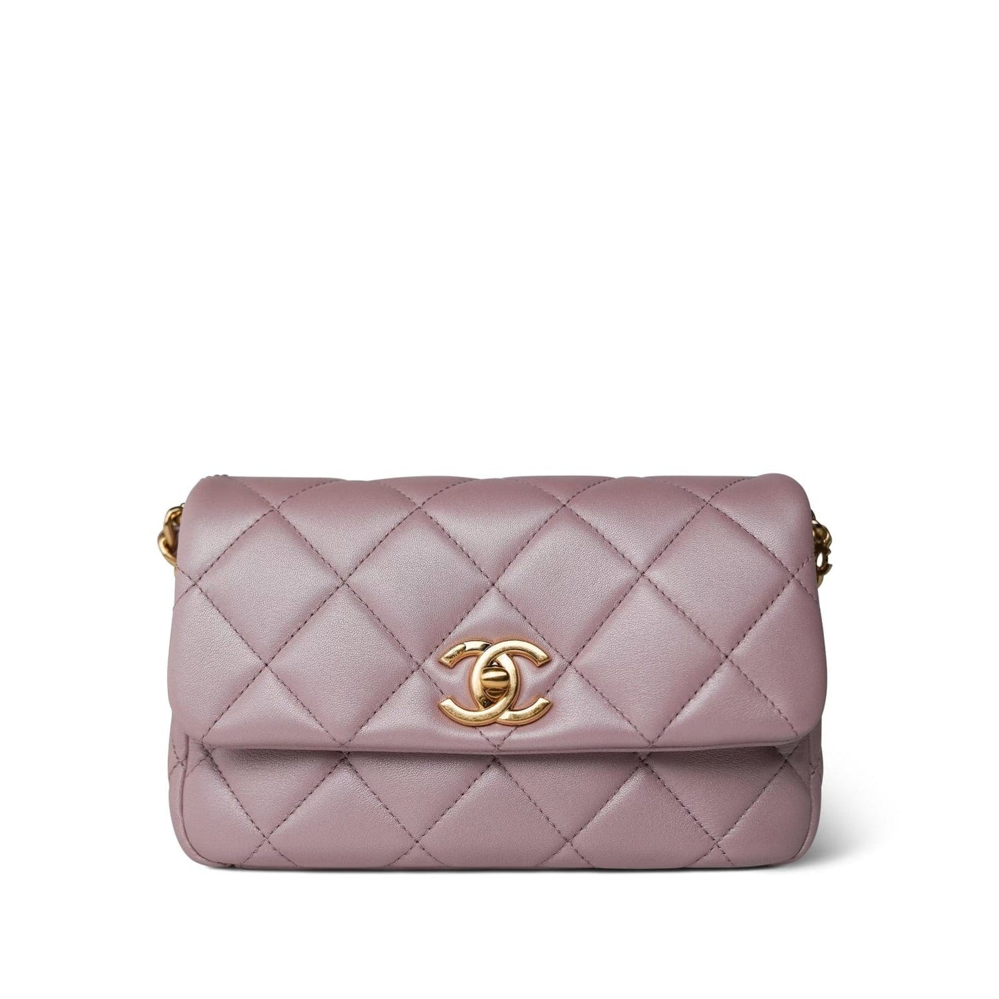 24P Pearly Pink Charm Single Flap Aged Gold Hardware