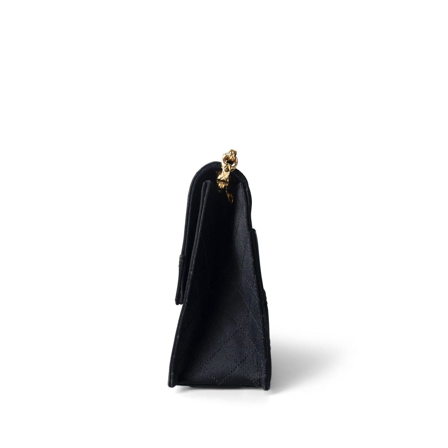 Vintage Black CC Satin Trapezoid Flap Bag