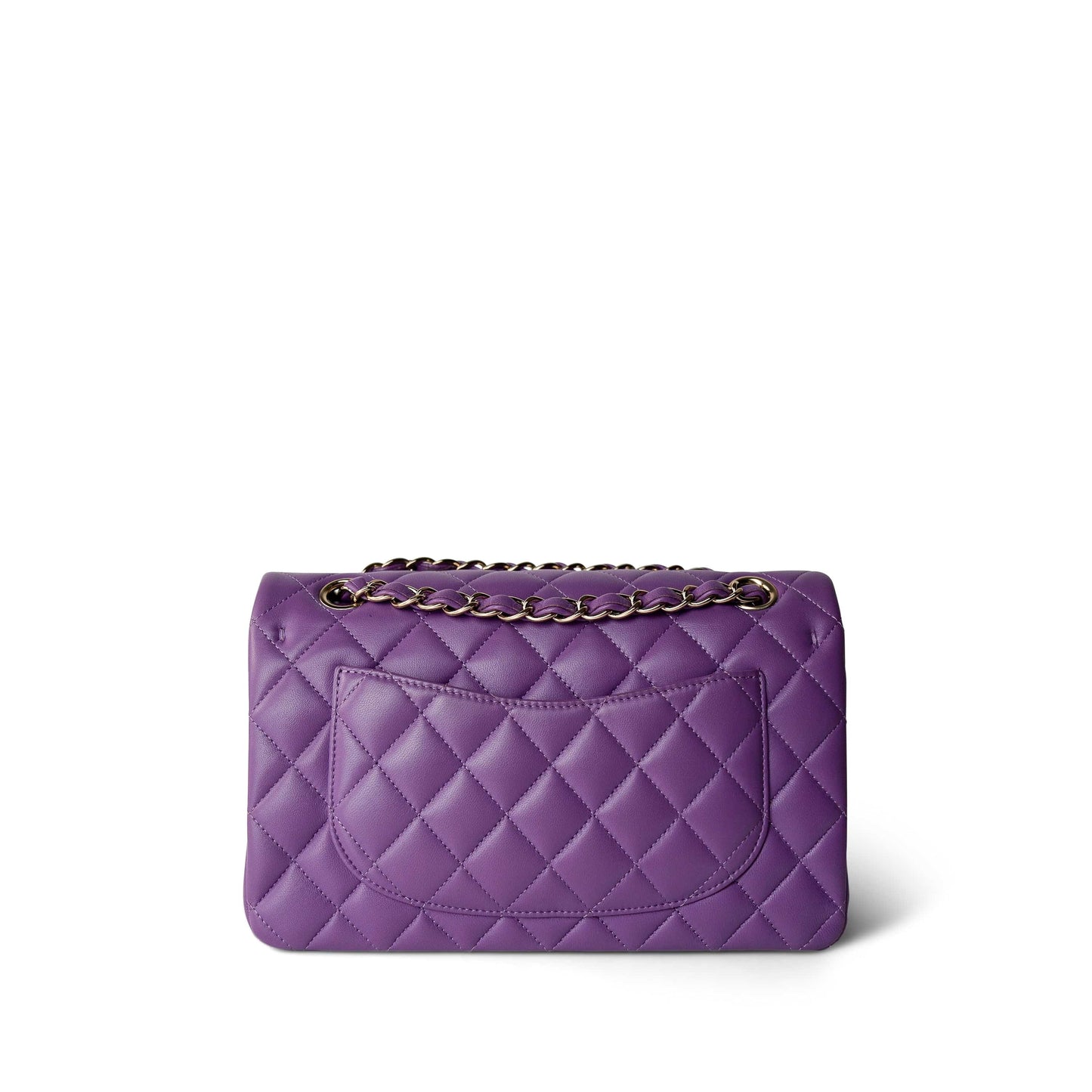 22P Purple Lambskin Quilted Classic Flap Small LGHW