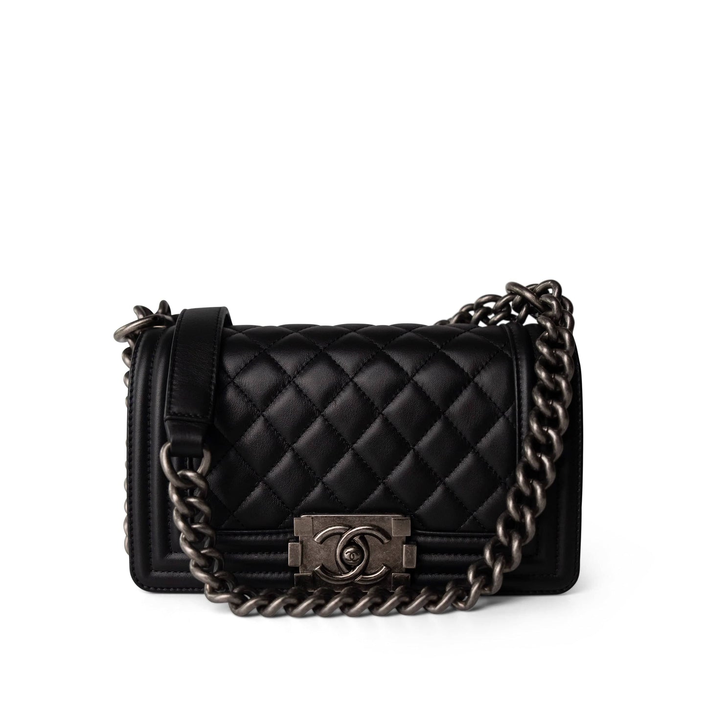 Black Boy Bag Lambskin Quilted Small Ruthenium Hardware