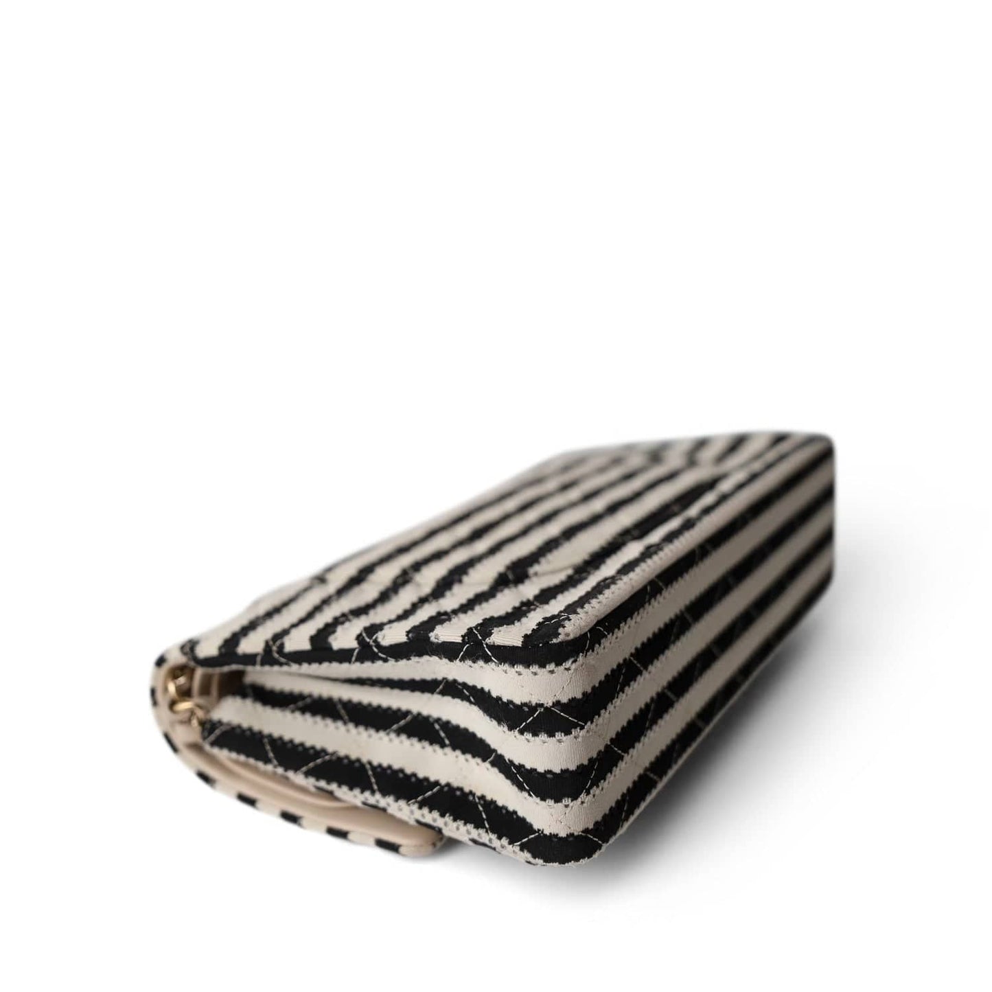 Ivory/Black Striped Coco Sailor Pearl Classic Flap Bag Gold Hardware