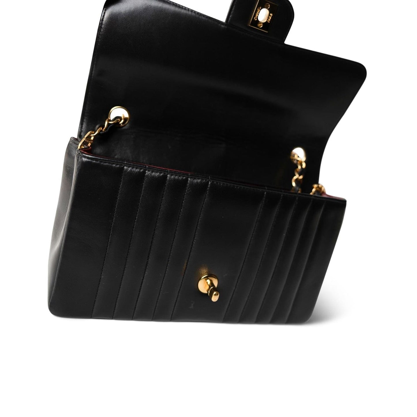 Black Vintage Lambskin Vertical Flap Bag GHW