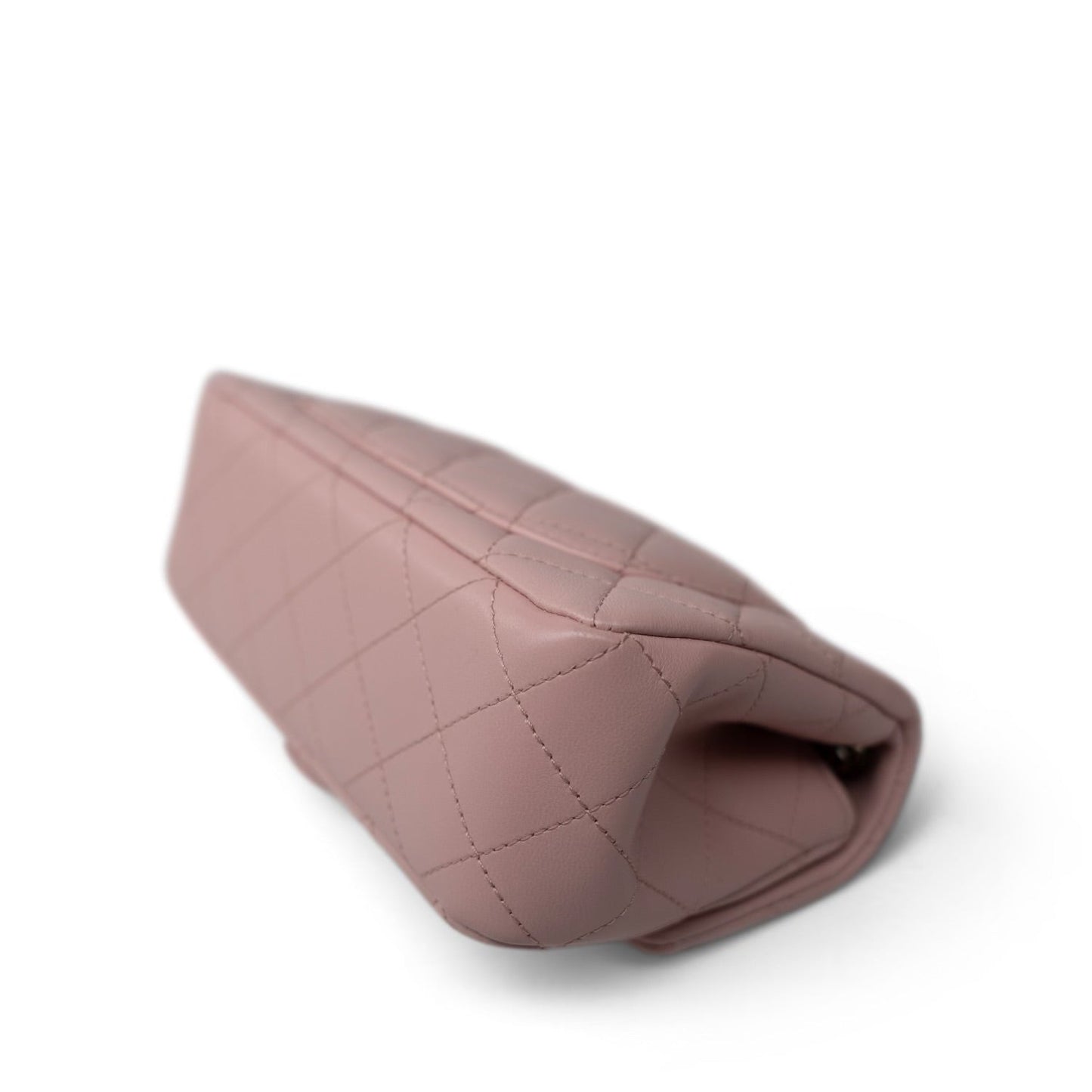 Light Pink Lambskin Quilted Sweet Camelia Single Flap Aged GHW