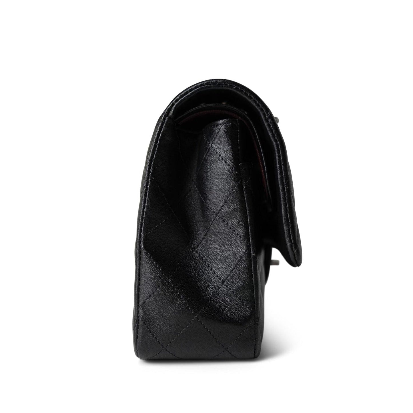 Black Lambskin Quilted Classic Flap Medium Silver Hardware