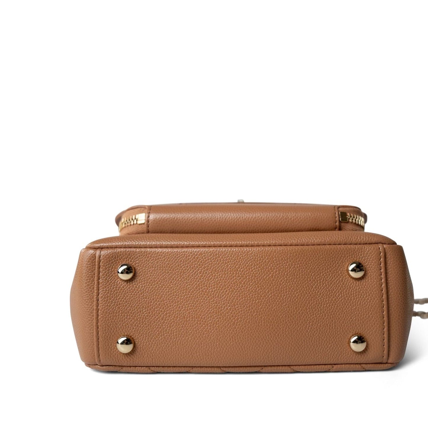 21P Caramel Beige Caviar Quilted Business Affinity Small Flap Light Gold Hardware