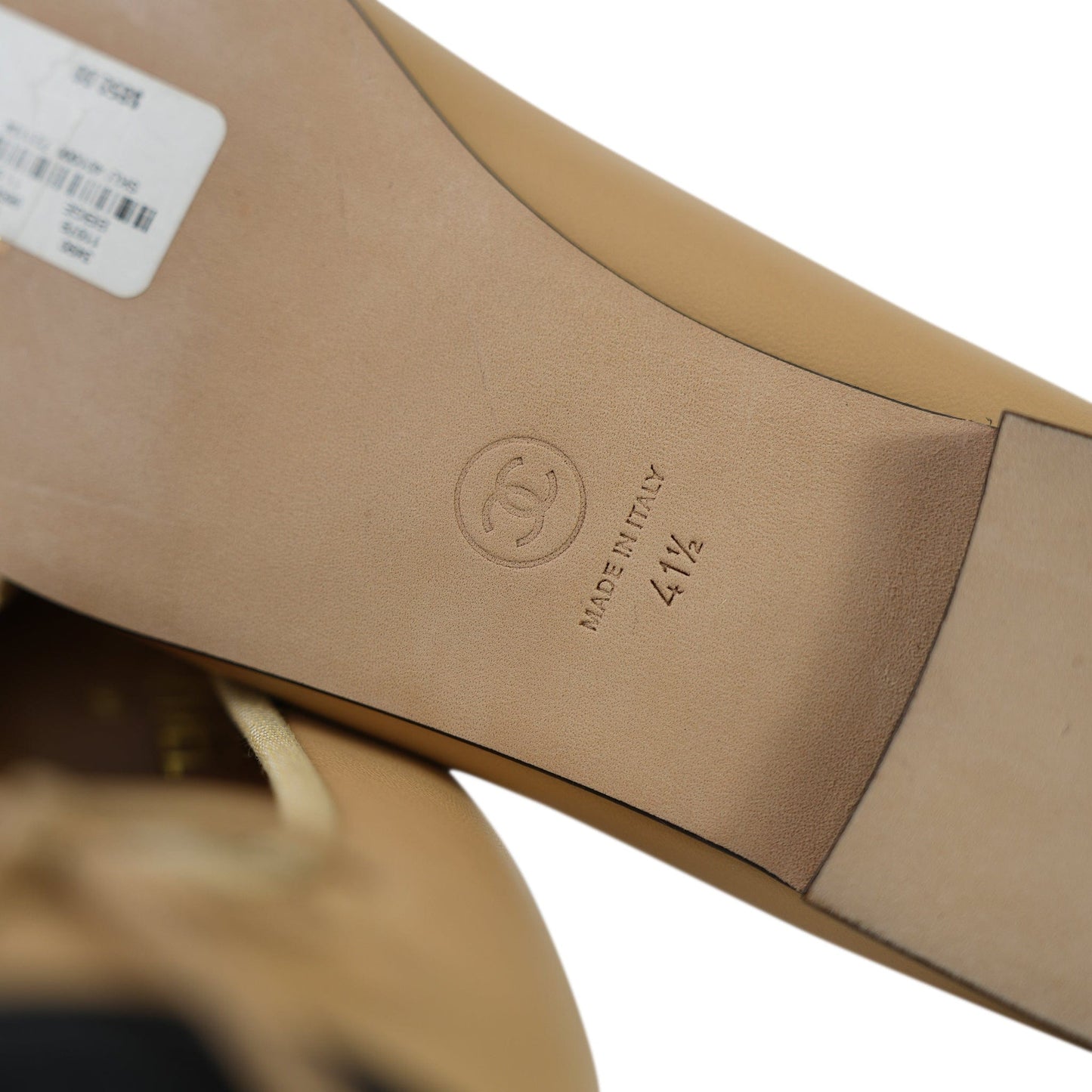 Beige/Black Lambskin Cap Toe CC Ballerina Flats Size 41.5