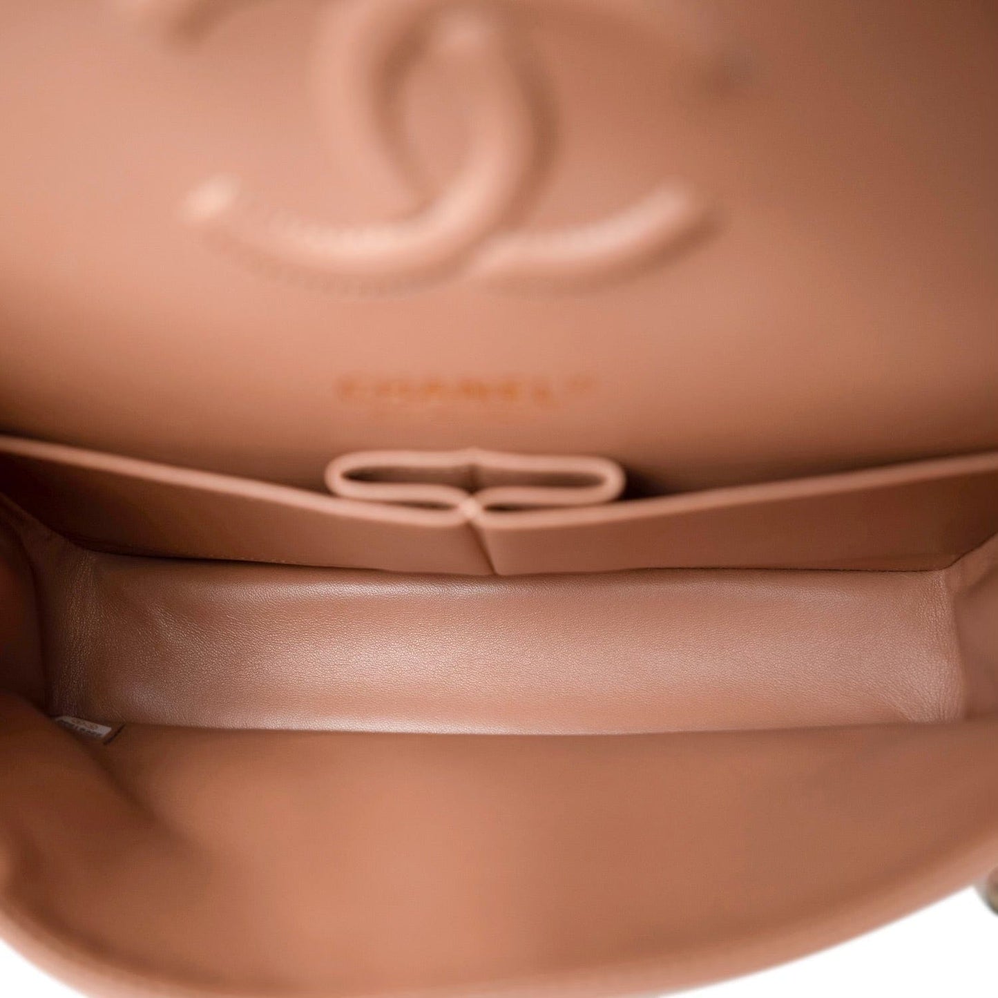 21P Caramel Lambskin Quilted Classic Flap Medium LGHW