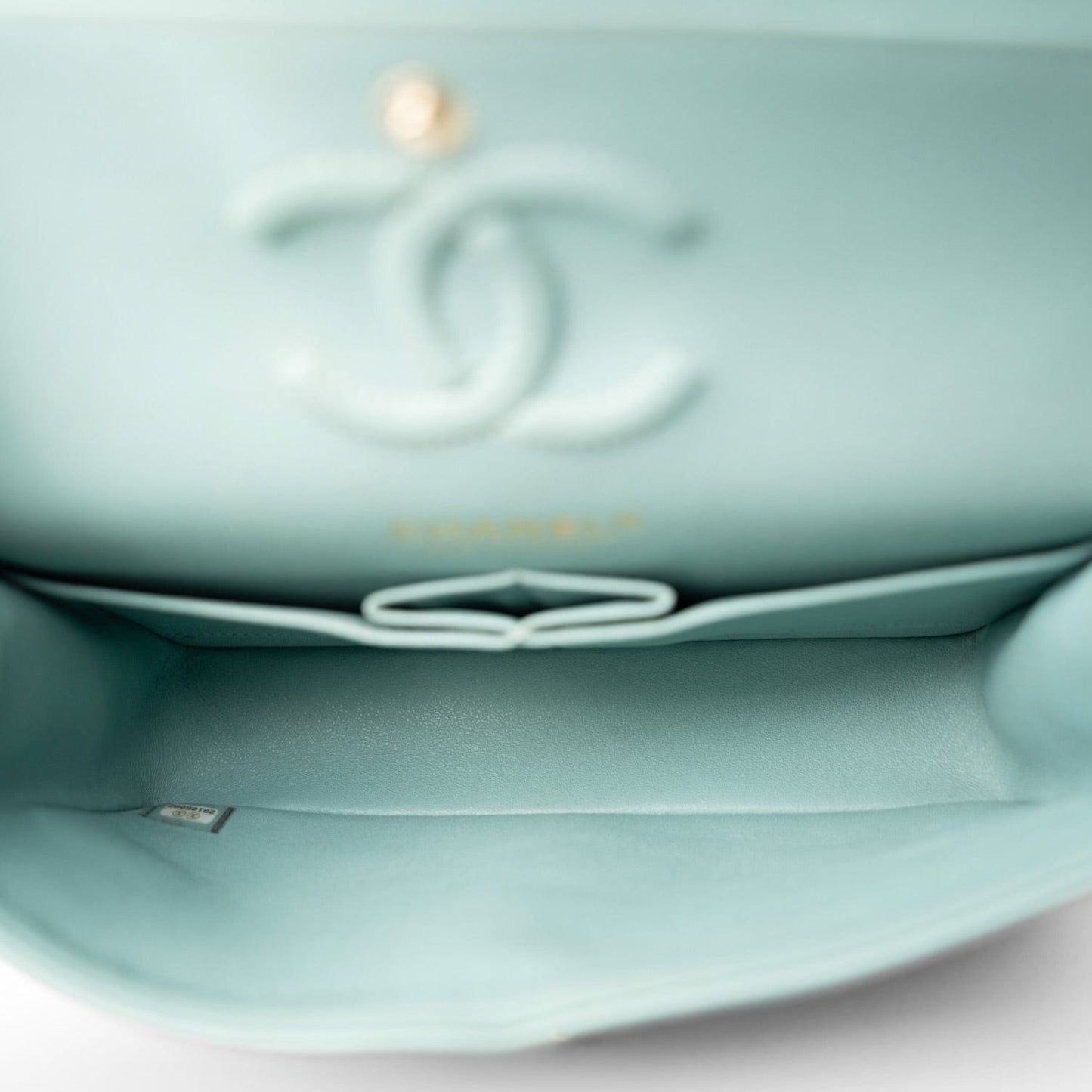 20c Tiffany Blue Caviar Quilted Classic Flap Small Light Gold Hardware