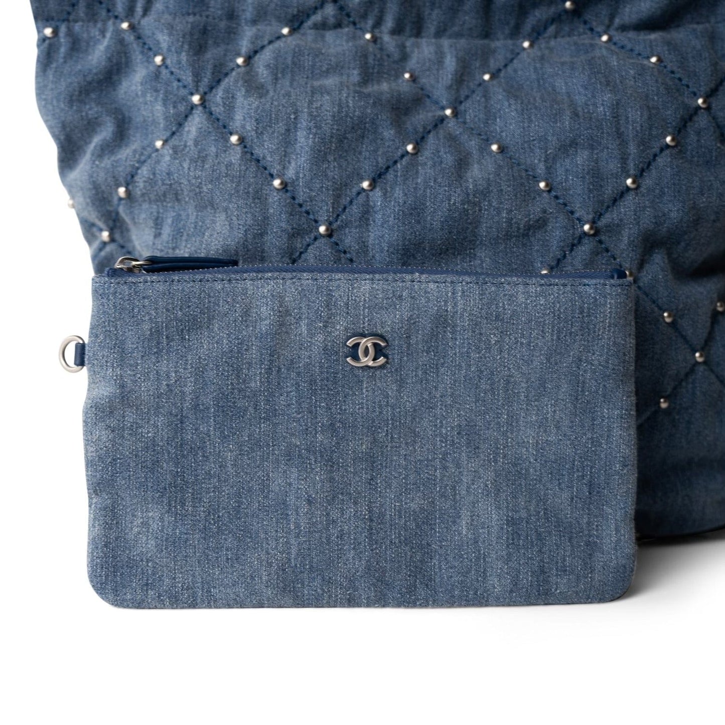 24S Washed Denim Quilted 22 Hobo Bag Small