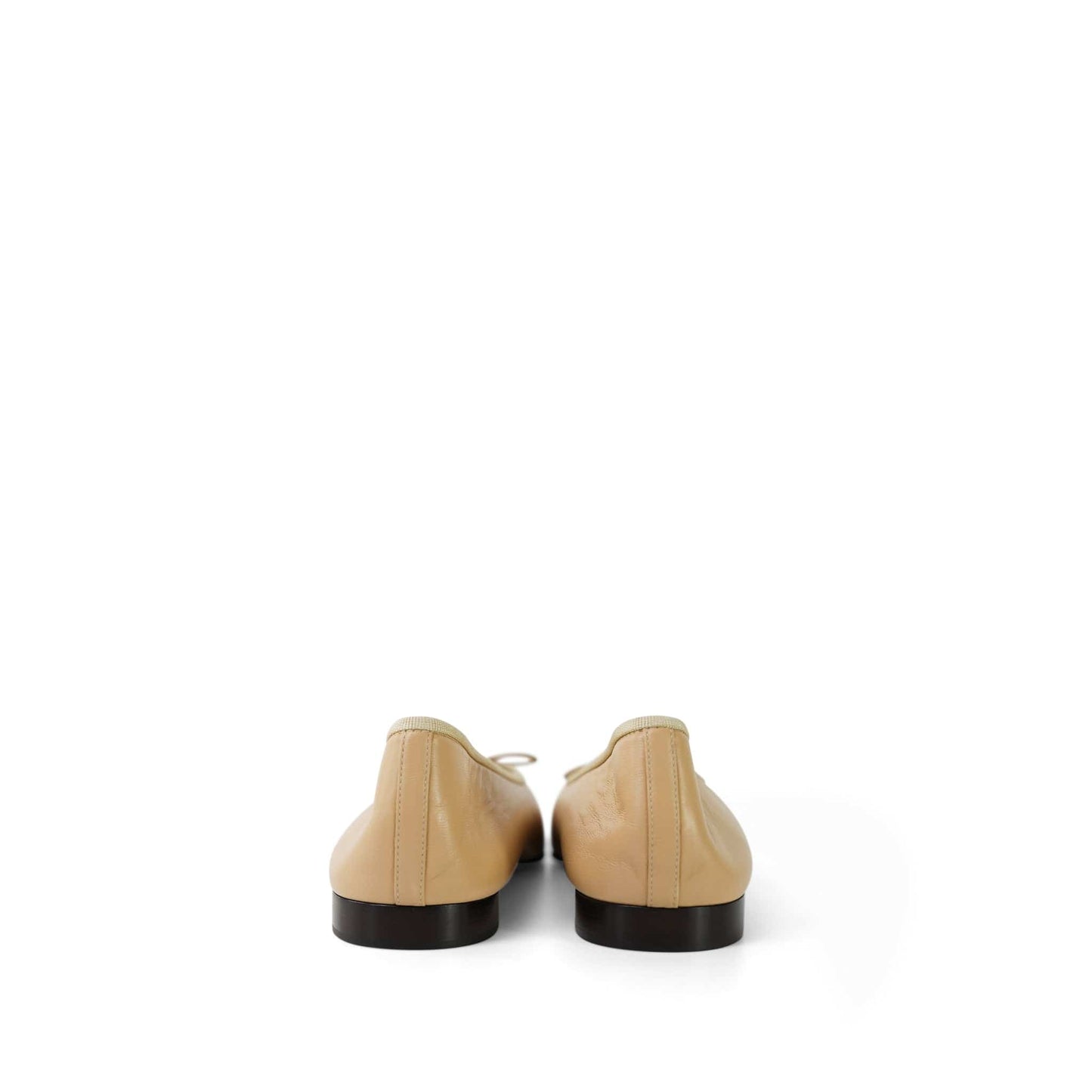 Beige/Black Lambskin Cap Toe CC Ballerina Flats Size 41.5