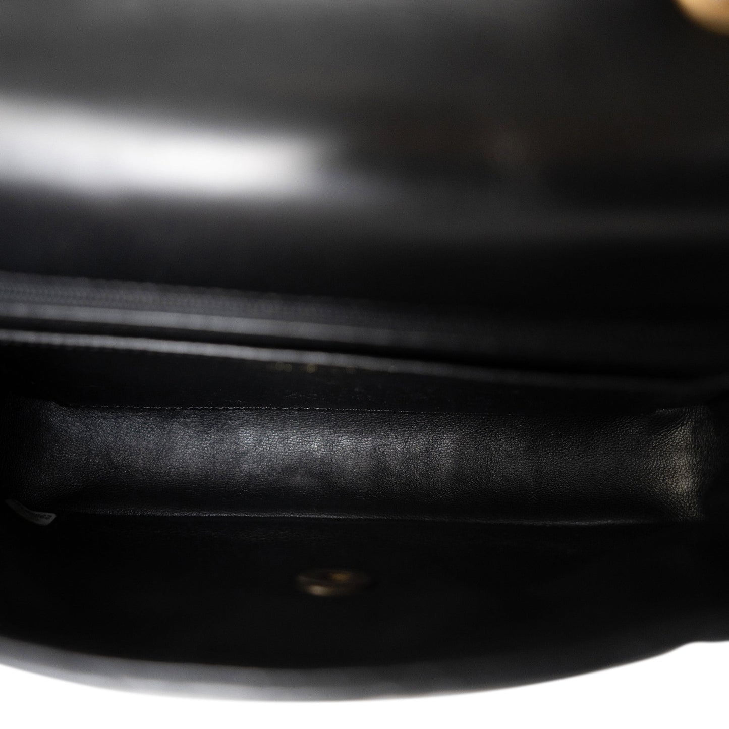 Black Lambskin Quilted Mini River of Pearls Flap Bag Aged Gold Hardware