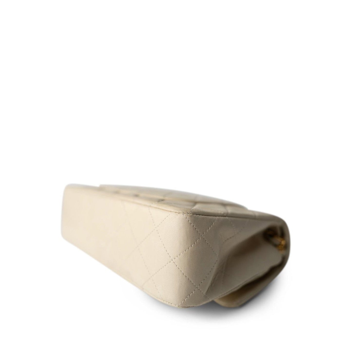 Ivory Lambskin Quilted Classic Flap Small GHW