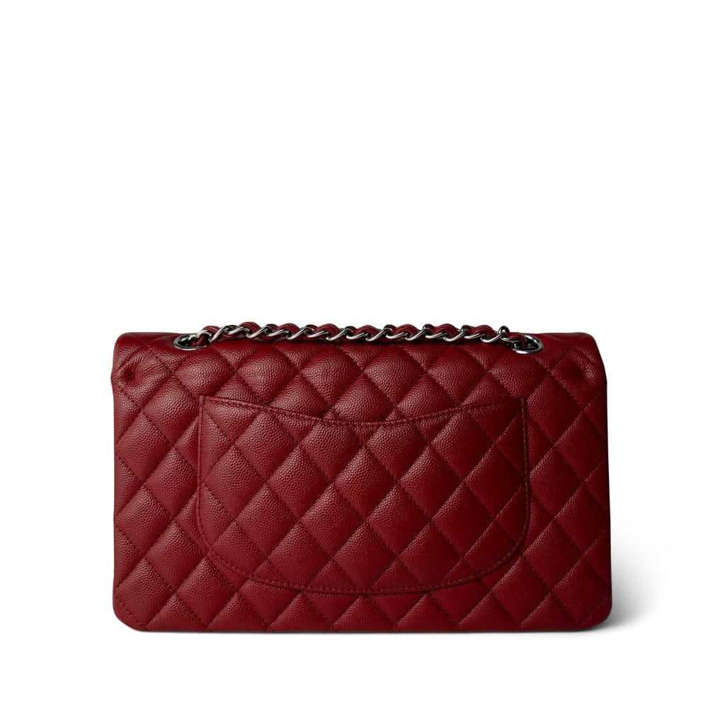 17B Red/Raspberry Caviar Quilted Medium Classic Flap Silver Hardware
