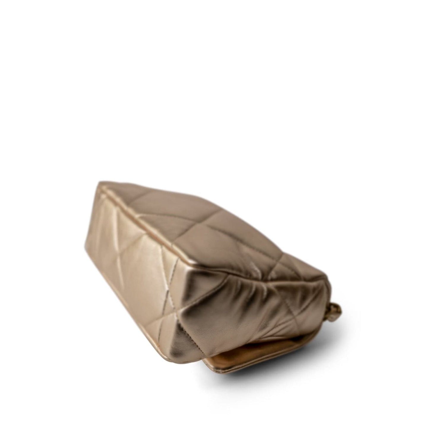 21S Gold Metallic Lambskin Quilted 19 Flap Small MHW