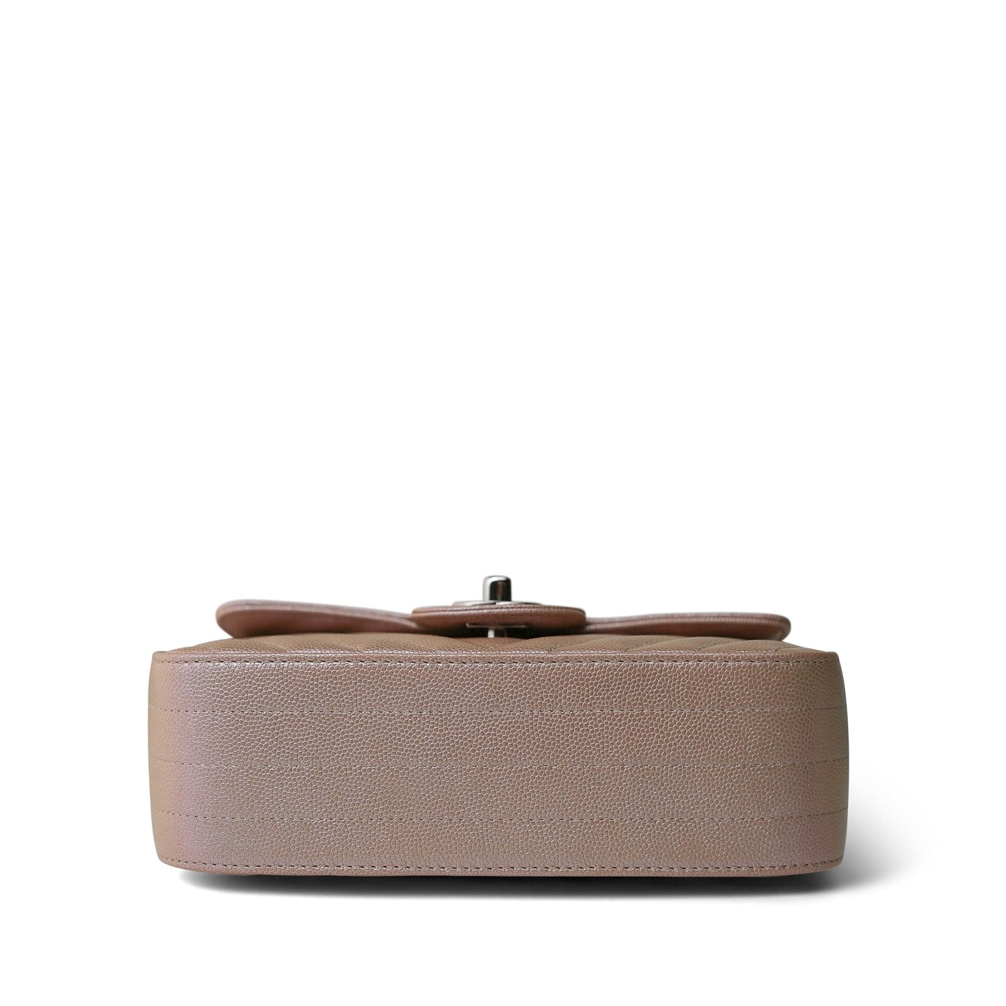 17B Rose Gold Iridescent Caviar Chevron Mini Rectangular Flap Silver Hardware