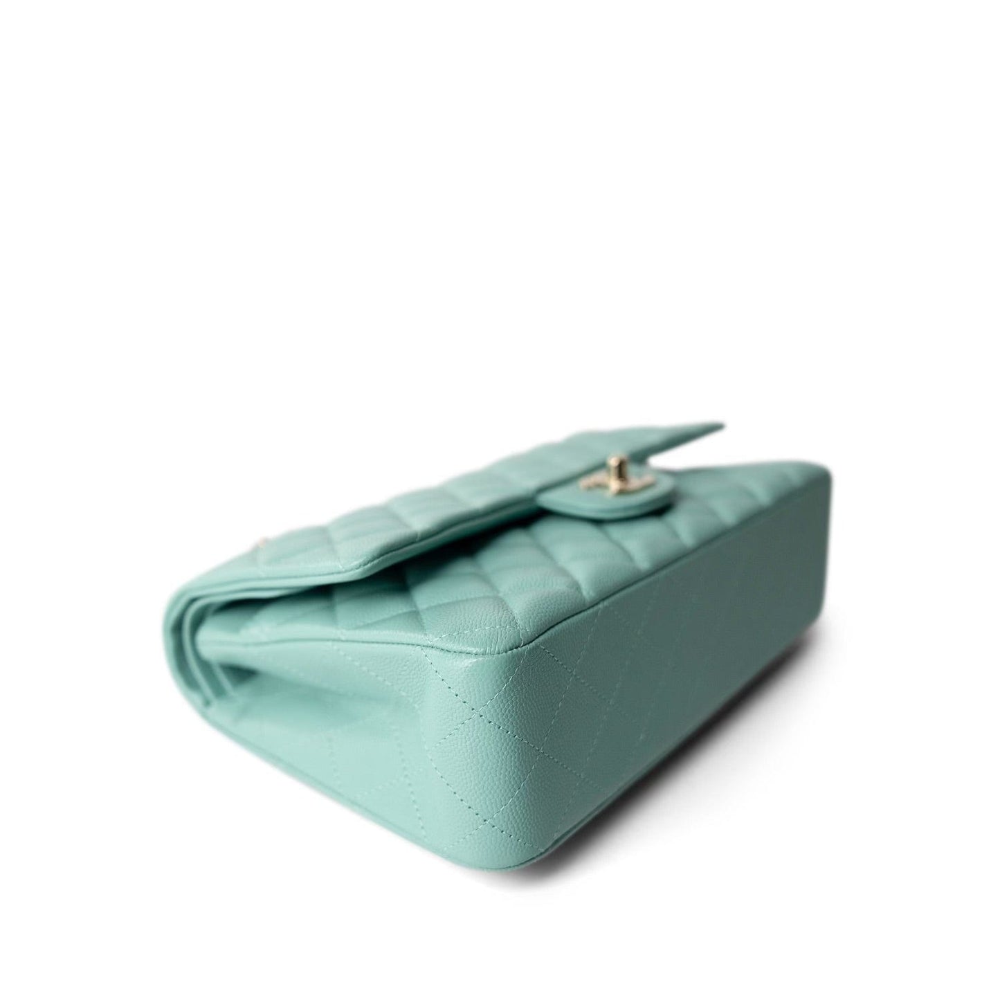 21S Tiffany Green Caviar Quilted Medium Classic Flap LGHW