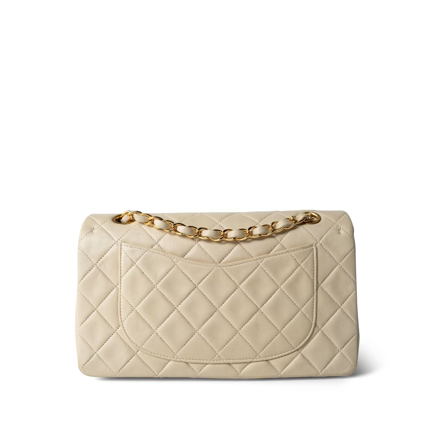 Ivory Lambskin Quilted Classic Flap Small GHW