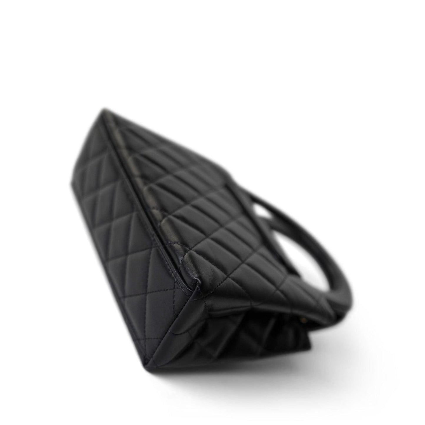 24P Black Shiny Aged Calfskin Nano Kelly Shopper Aged Gold Hardware