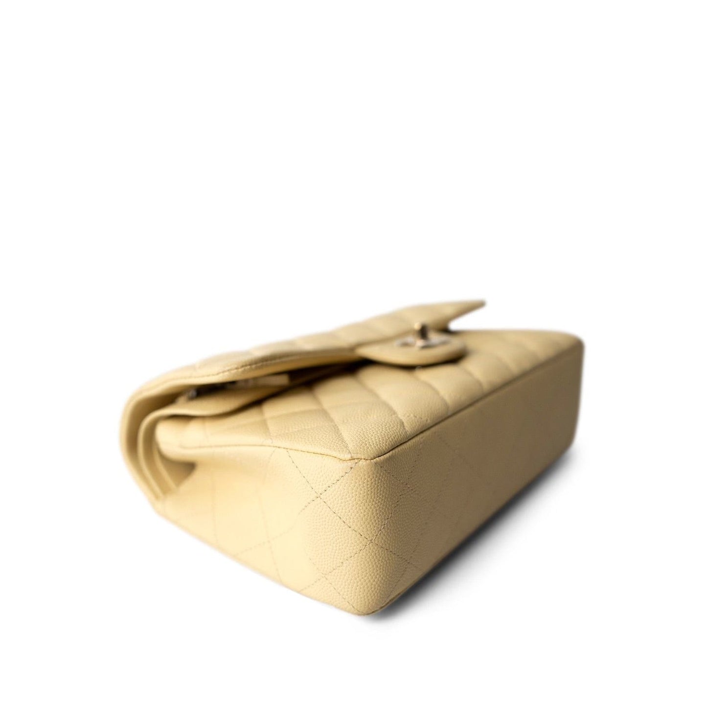 22B Light Yellow Caviar Quilted Classic Flap Small LGHW