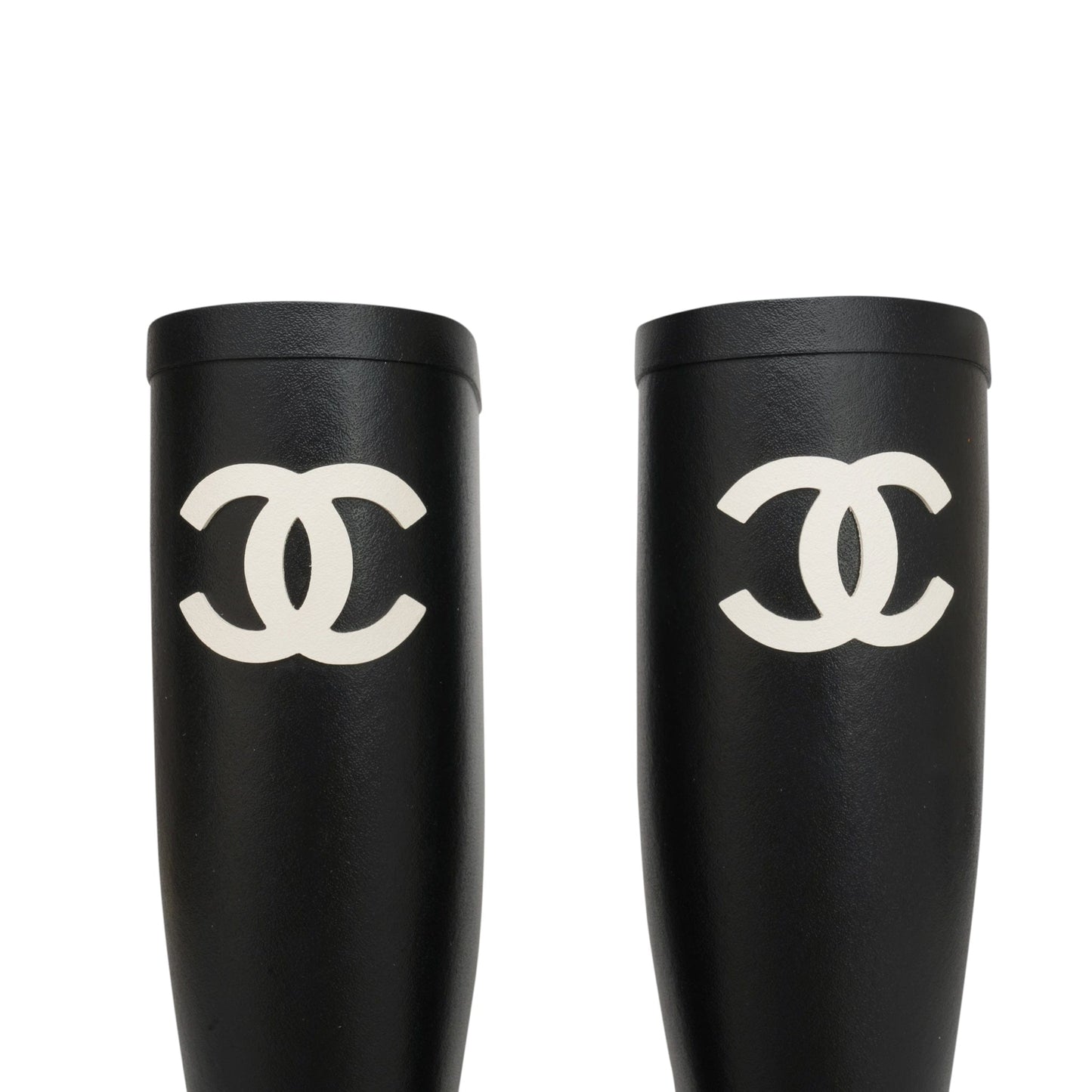 Black Caoutchouk CC High Boots Size 37