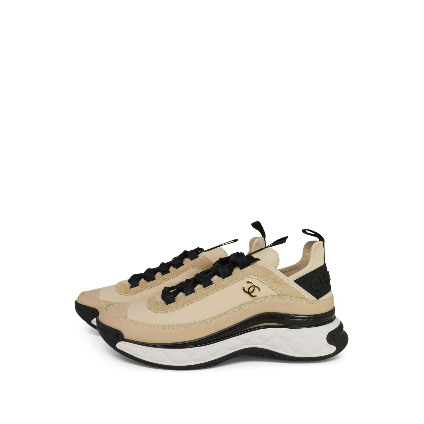 20C Beige Black Fabric/Calfskin/Suede CC Sneaker Size 39