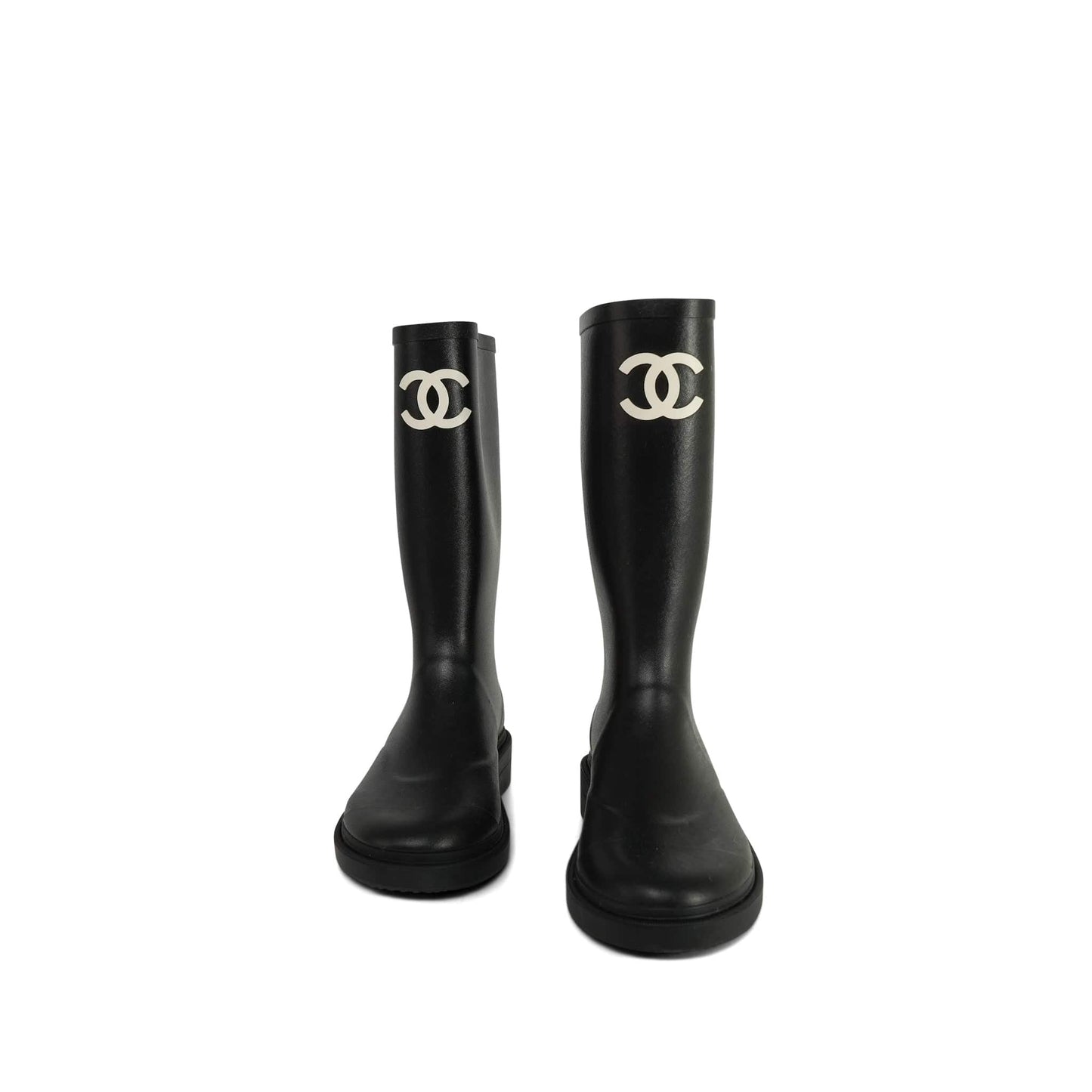 Black Caoutchouk CC High Boots Size 39