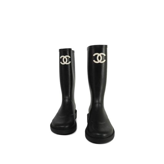 Black Caoutchouk CC High Boots Size 39