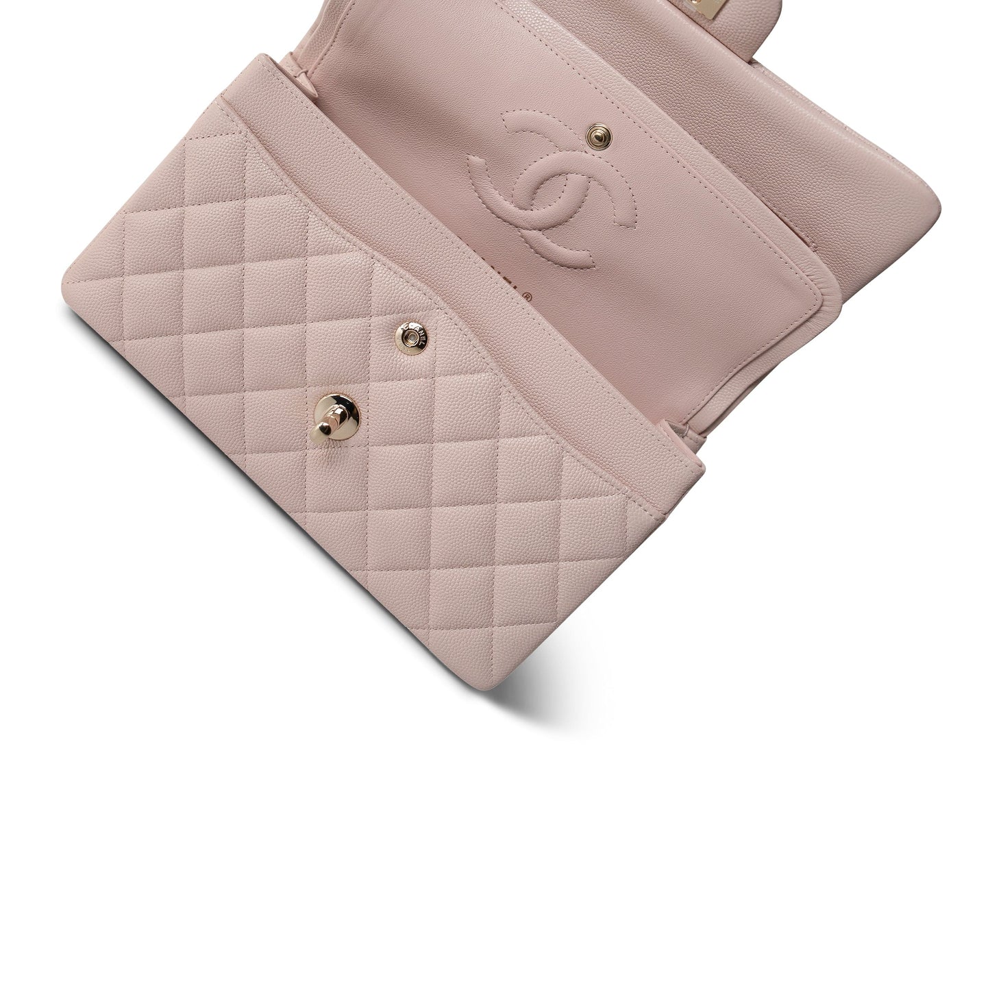 21C Light Pink Caviar Quilted Classic Flap Small LGHW