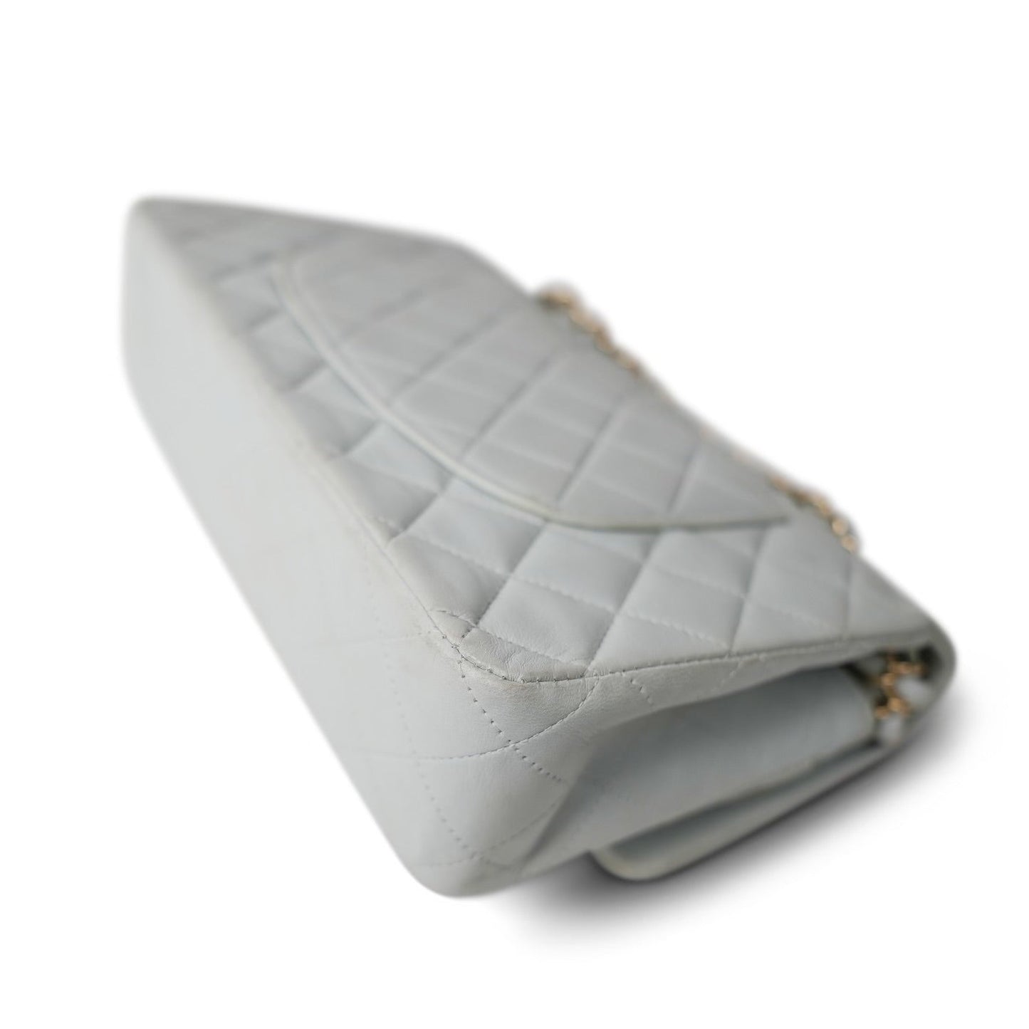 Vintage Light Blue Lambskin Quilted Medium Classic Flap Gold Hardware