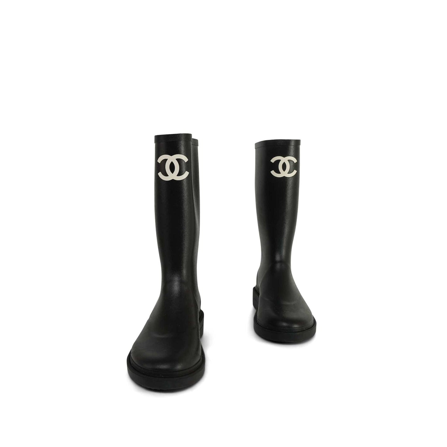 Black Caoutchouk CC High Boots Size 39