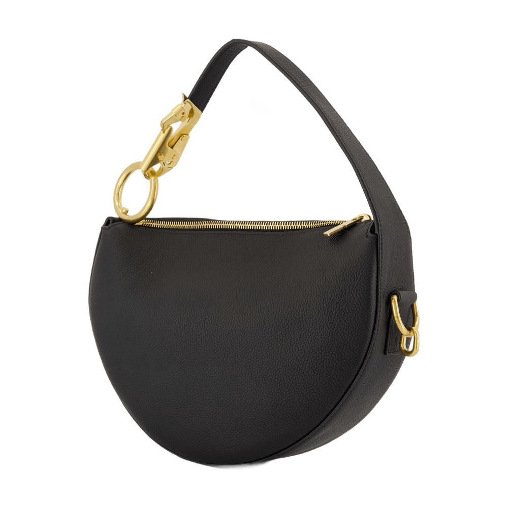 BLACK LEATHER HANDBAG