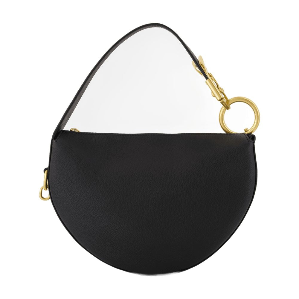 BLACK LEATHER HANDBAG