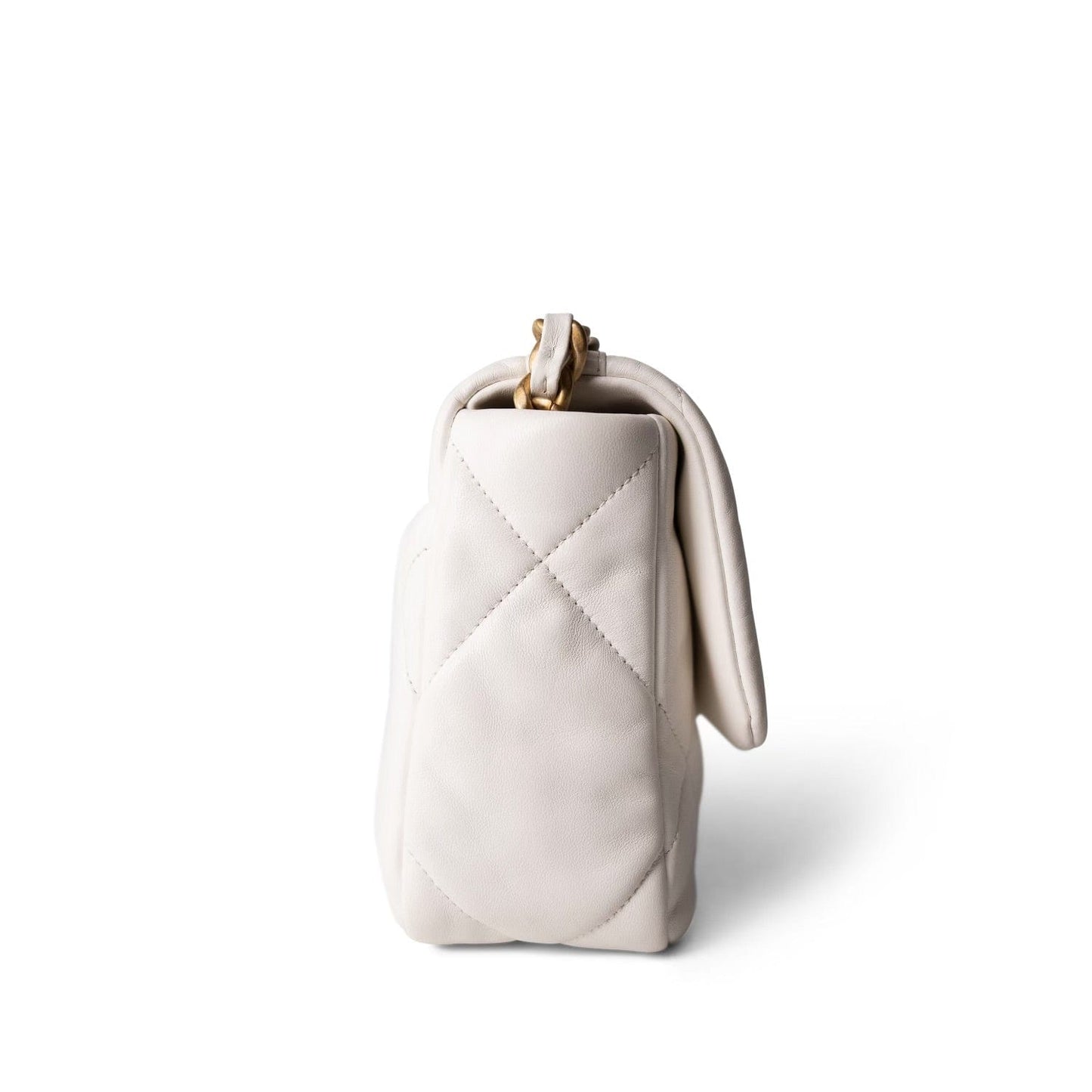 White Lambskin Quilted 19 Flap Small MHW