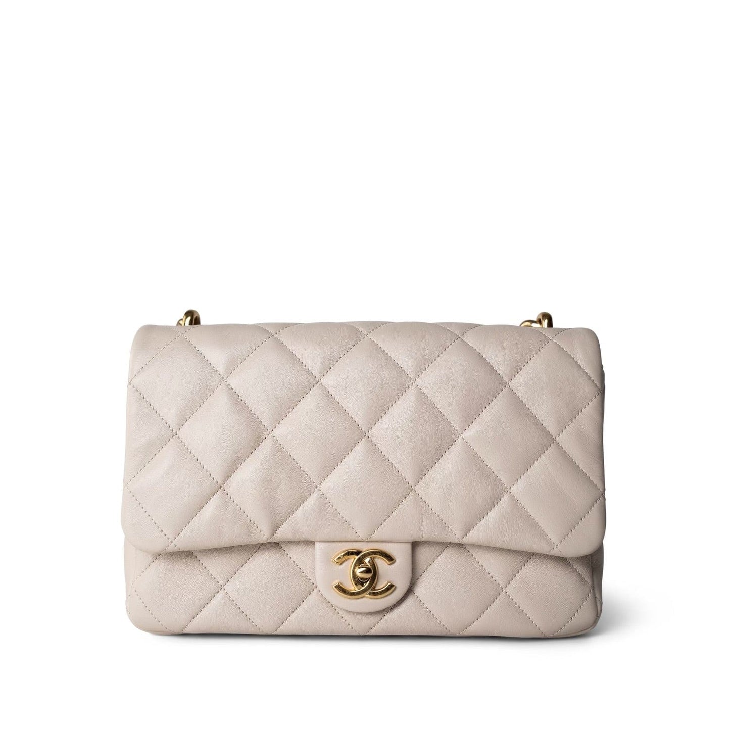 23P Light Beige Lambskin Quilted Funky Town Flap Antique GHW