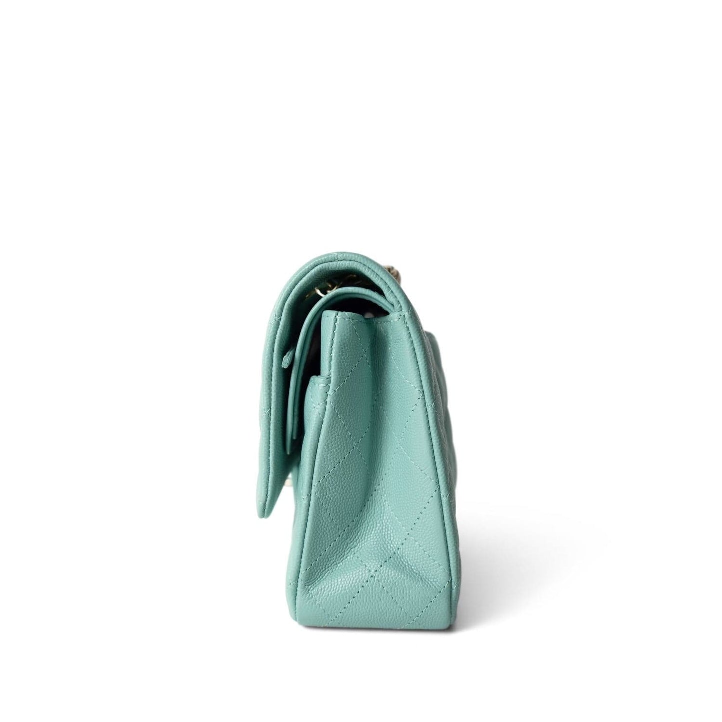 21S Tiffany Green Caviar Quilted Medium Classic Flap LGHW